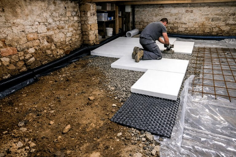 Assainir cave terre batue