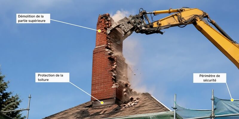 Démolition d'une cheminée