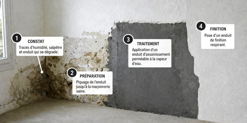Les étapes pour assainir un mur humide