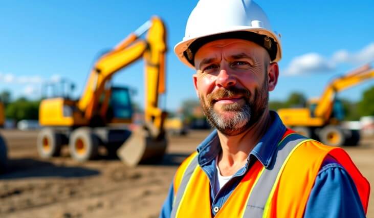 Ouvrier dans un chantier de terrassement