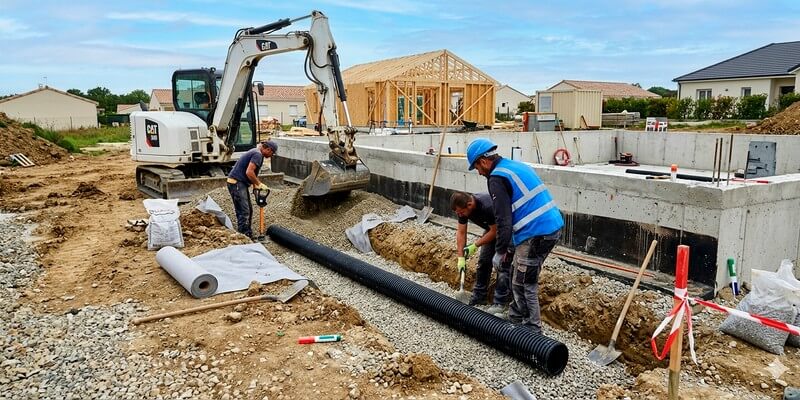 Remblaiement et pose des dispositifs de drainage
