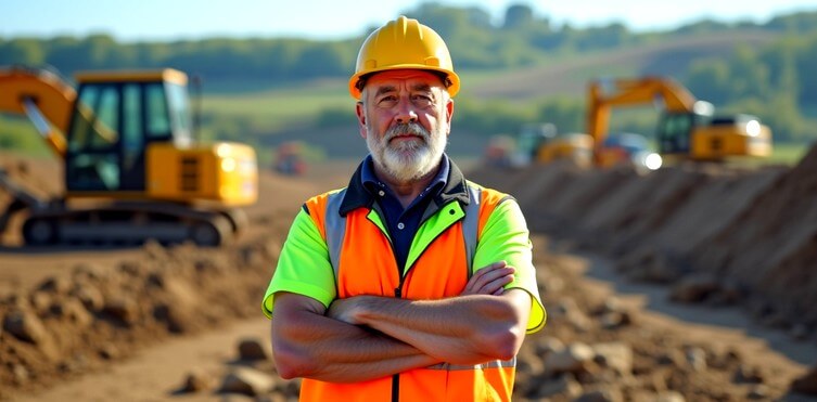 Travailleur dans un chantier de terrassement