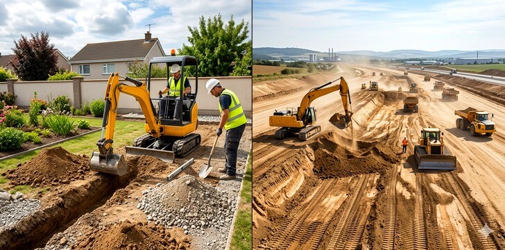 des travaux de terrassement pour une petite surface et pour une grande surface