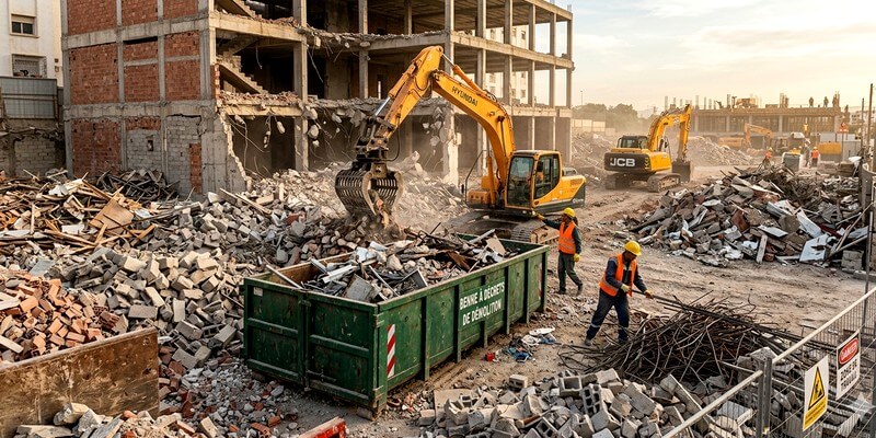 évacuation des déchets de démolition et gravats