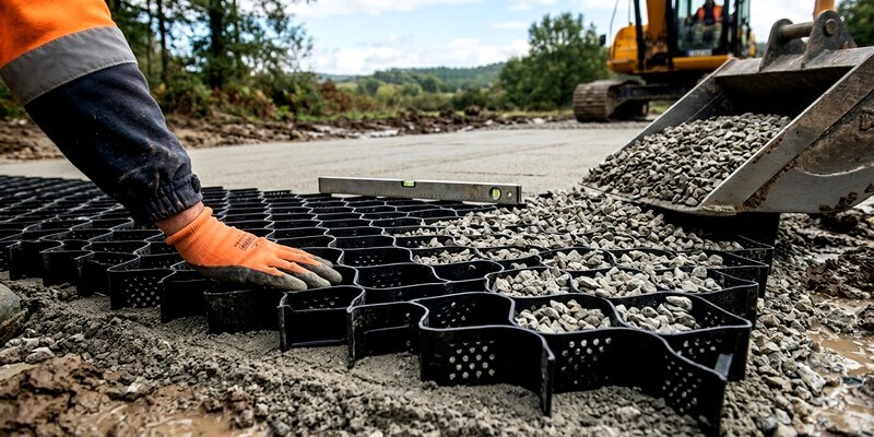 Installer des dalles stabilisatrices sur un lit de pose